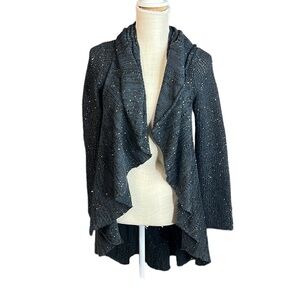 Soft Surroundings Long Sleeve Cardigan Blue Black Shimmer Sparkles Womens Size M